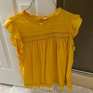 Yellow smocked ruffled top